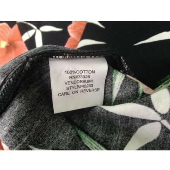 NWT Men's Black Floral Hawaiian Camp Shirt L - Picture 5 of 5